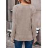 imageDokotoo Womens Soft Long Sleeve V Neck Shirts Solid Casual Decorative Buttons Knitted Pullover Tunic TopsAparchment