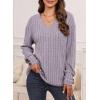 imageDokotoo Womens Soft Long Sleeve V Neck Shirts Solid Casual Decorative Buttons Knitted Pullover Tunic TopsOrchid Petal