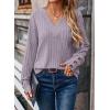 imageDokotoo Womens Soft Long Sleeve V Neck Shirts Solid Casual Decorative Buttons Knitted Pullover Tunic TopsOrchid Petal
