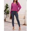 imageDokotoo Womens Soft Long Sleeve V Neck Shirts Solid Casual Decorative Buttons Knitted Pullover Tunic TopsRose Red