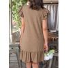 imageDokotoo Womens Summer Dresses 2025 Ruffle Short Sleeve Smocked V Neck Casual Loose ALine Swing Mini Dress SundressBeige