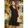 imageDokotoo Womens Summer Dresses 2025 Ruffle Short Sleeve Smocked V Neck Casual Loose ALine Swing Mini Dress SundressBlack