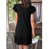 imageDokotoo Womens Summer Dresses 2025 Ruffle Short Sleeve Smocked V Neck Casual Loose ALine Swing Mini Dress SundressBlack