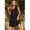 imageDokotoo Womens Summer Dresses 2025 Ruffle Short Sleeve Smocked V Neck Casual Loose ALine Swing Mini Dress SundressBlack
