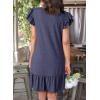 imageDokotoo Womens Summer Dresses 2025 Ruffle Short Sleeve Smocked V Neck Casual Loose ALine Swing Mini Dress SundressBlue