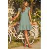 imageDokotoo Womens Summer Dresses 2025 Ruffle Short Sleeve Smocked V Neck Casual Loose ALine Swing Mini Dress SundressGreen