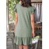 imageDokotoo Womens Summer Dresses 2025 Ruffle Short Sleeve Smocked V Neck Casual Loose ALine Swing Mini Dress SundressGreen