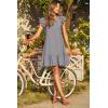 imageDokotoo Womens Summer Dresses 2025 Ruffle Short Sleeve Smocked V Neck Casual Loose ALine Swing Mini Dress SundressGrey