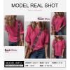 imageDokotoo Womens Summer Tops 2025 Casual Crewneck Short Lantern Sleeve Blouse Waffle Knit Pullover ShirtsBright Pink