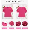 imageDokotoo Womens Summer Tops 2025 Casual Crewneck Short Lantern Sleeve Blouse Waffle Knit Pullover ShirtsBright Pink