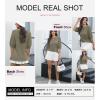 imageDokotoo Womens Summer Tops 2025 Casual Crewneck Short Lantern Sleeve Blouse Waffle Knit Pullover ShirtsMoss Green