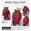 imageDokotoo Womens Summer Tops 2025 Casual Crewneck Short Lantern Sleeve Blouse Waffle Knit Pullover ShirtsRed Dahlia
