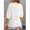 imageDokotoo Womens Summer Tops 2025 Casual Crewneck Short Lantern Sleeve Blouse Waffle Knit Pullover ShirtsWhite