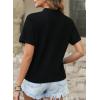 imageDokotoo Womens Summer Tops 2025 Waffle Knit Button Down Shirts Casual V Neck Short Sleeve Shacket Jacket Dressy BlousesBlack