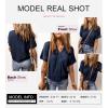 imageDokotoo Womens Summer Tops 2025 Waffle Knit Button Down Shirts Casual V Neck Short Sleeve Shacket Jacket Dressy BlousesBlue