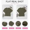 imageDokotoo Womens Summer Tops 2025 Waffle Knit Button Down Shirts Casual V Neck Short Sleeve Shacket Jacket Dressy BlousesGreen