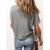 imageDokotoo Womens Summer Tops 2025 Waffle Knit Button Down Shirts Casual V Neck Short Sleeve Shacket Jacket Dressy BlousesGrey
