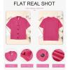 imageDokotoo Womens Summer Tops 2025 Waffle Knit Button Down Shirts Casual V Neck Short Sleeve Shacket Jacket Dressy BlousesRed