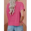 imageDokotoo Womens Summer Tops 2025 Waffle Knit Button Down Shirts Casual V Neck Short Sleeve Shacket Jacket Dressy BlousesRed