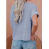 imageDokotoo Womens Summer Tops 2025 Waffle Knit Button Down Shirts Casual V Neck Short Sleeve Shacket Jacket Dressy BlousesSky Blue