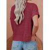 imageDokotoo Womens Summer Tops 2025 Waffle Knit Button Down Shirts Casual V Neck Short Sleeve Shacket Jacket Dressy BlousesVine Red