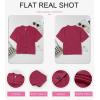 imageDokotoo Womens Summer Tops 2025 Waffle Knit Button Down Shirts Casual V Neck Short Sleeve Shacket Jacket Dressy BlousesVine Red
