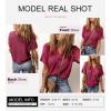 imageDokotoo Womens Summer Tops 2025 Waffle Knit Button Down Shirts Casual V Neck Short Sleeve Shacket Jacket Dressy BlousesVine Red