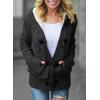 imageDokotoo Womens Sweaters Winter Hooded Cardigans Button Up Cable Knit Coats Jackets Outerwear with PocketsBlack