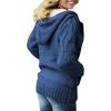 imageDokotoo Womens Sweaters Winter Hooded Cardigans Button Up Cable Knit Coats Jackets Outerwear with PocketsBlue 2