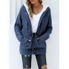 imageDokotoo Womens Sweaters Winter Hooded Cardigans Button Up Cable Knit Coats Jackets Outerwear with PocketsBlue 2