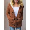 imageDokotoo Womens Sweaters Winter Hooded Cardigans Button Up Cable Knit Coats Jackets Outerwear with PocketsBrown 2