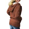 imageDokotoo Womens Sweaters Winter Hooded Cardigans Button Up Cable Knit Coats Jackets Outerwear with PocketsBrown 2
