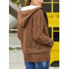 imageDokotoo Womens Sweaters Winter Hooded Cardigans Button Up Cable Knit Coats Jackets Outerwear with PocketsKhaki