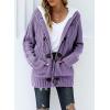 imageDokotoo Womens Sweaters Winter Hooded Cardigans Button Up Cable Knit Coats Jackets Outerwear with PocketsPurple