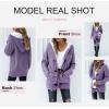 imageDokotoo Womens Sweaters Winter Hooded Cardigans Button Up Cable Knit Coats Jackets Outerwear with PocketsPurple