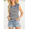 imageDokotoo Womens Tank Top Casual Summer Sleeveless Sweater Vest Fashion Striped Color Block Knit Crewneck Tops ShirtsBlack