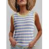 imageDokotoo Womens Tank Top Casual Summer Sleeveless Sweater Vest Fashion Striped Color Block Knit Crewneck Tops ShirtsSky Blue