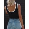 imageDokotoo Womens Tank Tops 2025 Summer Casual Sleeveless Scoop Neck Ribbed Knit Color Block Slim Fitted Cami Tee ShirtsBlack