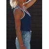 imageDokotoo Womens Tank Tops 2025 Summer Casual Sleeveless Scoop Neck Ribbed Knit Color Block Slim Fitted Cami Tee ShirtsBlue