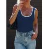 imageDokotoo Womens Tank Tops 2025 Summer Casual Sleeveless Scoop Neck Ribbed Knit Color Block Slim Fitted Cami Tee ShirtsBlue