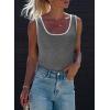 imageDokotoo Womens Tank Tops 2025 Summer Casual Sleeveless Scoop Neck Ribbed Knit Color Block Slim Fitted Cami Tee ShirtsGrey