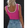 imageDokotoo Womens Tank Tops 2025 Summer Casual Sleeveless Scoop Neck Ribbed Knit Color Block Slim Fitted Cami Tee ShirtsHot Pink