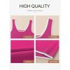 imageDokotoo Womens Tank Tops 2025 Summer Casual Sleeveless Scoop Neck Ribbed Knit Color Block Slim Fitted Cami Tee ShirtsHot Pink