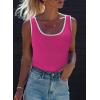 imageDokotoo Womens Tank Tops 2025 Summer Casual Sleeveless Scoop Neck Ribbed Knit Color Block Slim Fitted Cami Tee ShirtsHot Pink