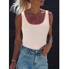 imageDokotoo Womens Tank Tops 2025 Summer Casual Sleeveless Scoop Neck Ribbed Knit Color Block Slim Fitted Cami Tee ShirtsLight Apricot