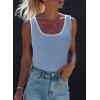 imageDokotoo Womens Tank Tops 2025 Summer Casual Sleeveless Scoop Neck Ribbed Knit Color Block Slim Fitted Cami Tee ShirtsSky Blue