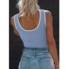 imageDokotoo Womens Tank Tops 2025 Summer Casual Sleeveless Scoop Neck Ribbed Knit Color Block Slim Fitted Cami Tee ShirtsSky Blue