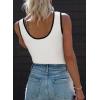 imageDokotoo Womens Tank Tops 2025 Summer Casual Sleeveless Scoop Neck Ribbed Knit Color Block Slim Fitted Cami Tee ShirtsWhite