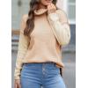imageDokotoo Womens Turtleneck Sweaters Casual Long Sleeve Color Block Side Slit Pullover Knit Jumper TopsApricot Powder