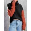 imageDokotoo Womens Turtleneck Sweaters Casual Long Sleeve Color Block Side Slit Pullover Knit Jumper TopsBlack